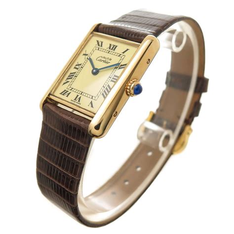 must cartier tank vermeil with diamon|More.